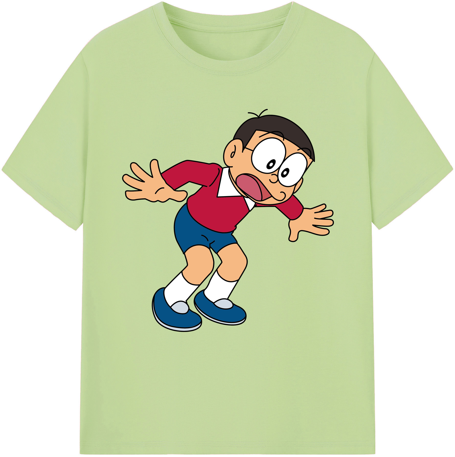 （画像用） ドラえもん 野比 のび太 Doraemon Nobita Nobi 綿100％半袖Tシャツ（フロントプリント）